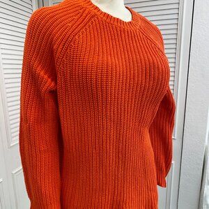 Lauren Orange Sweater  Sz 1X 100% cotton Gorgeous Oversize